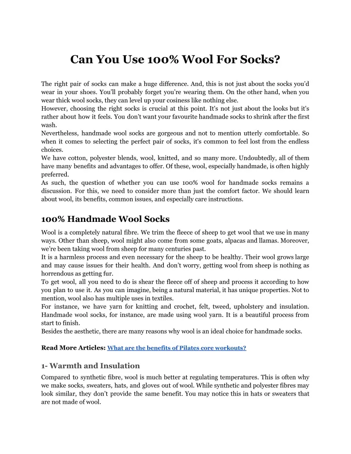 can you use 100 wool for socks