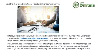 Elevating Your Brand with Online Reputation Management Services