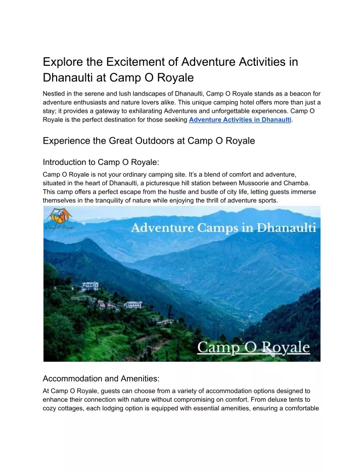 explore the excitement of adventure activities