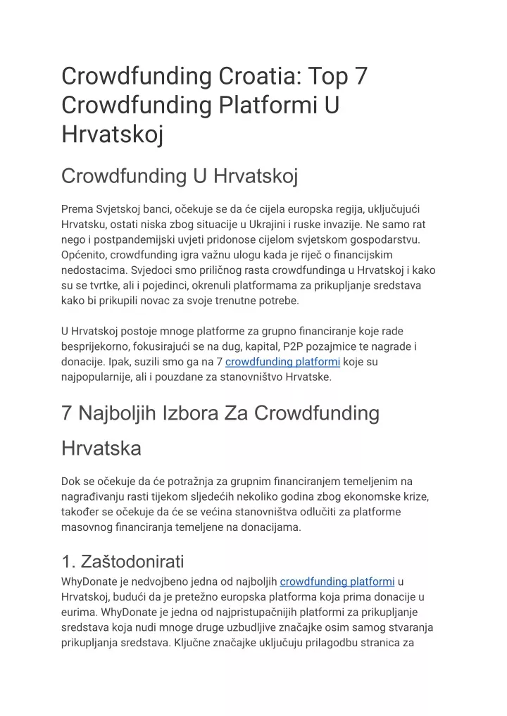 crowdfunding croatia top 7 crowdfunding platformi