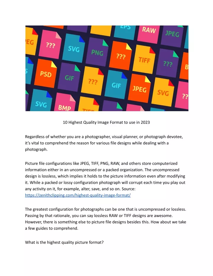 10 highest quality image format to use in 2023
