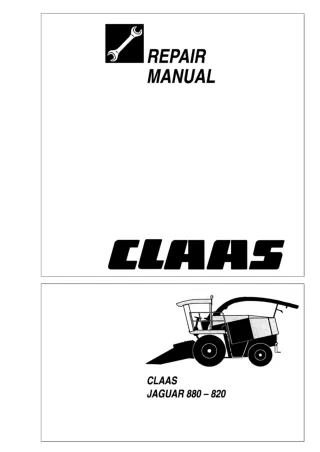 CLAAS JAGUAR 880 860 840 820 (Type 491) FORAGE HARVESTERS Service Repair Manual Instant Download