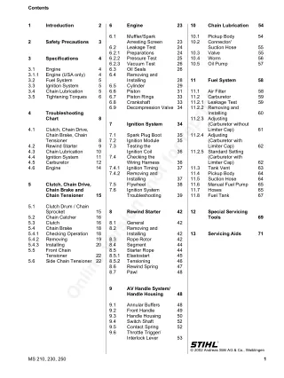 Stihl MS 250 Chainsaw Service Repair Manual