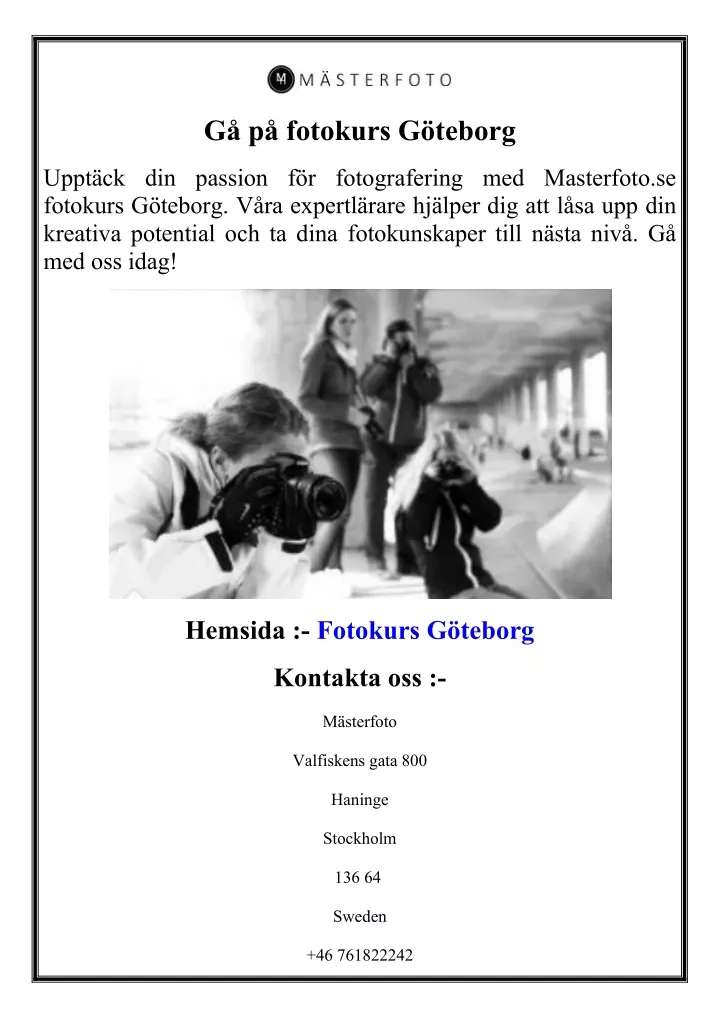 g p fotokurs g teborg