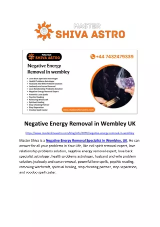 Negative Energy Removal in Wembley UK