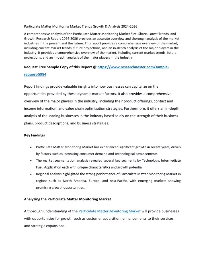 particulate matter monitoring market trends