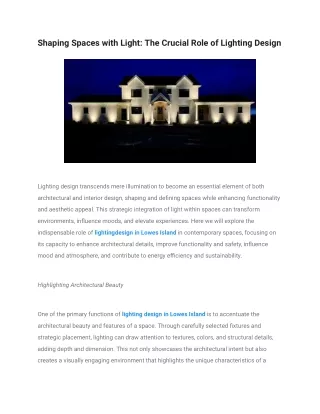 shaping spaces with light the crucial role