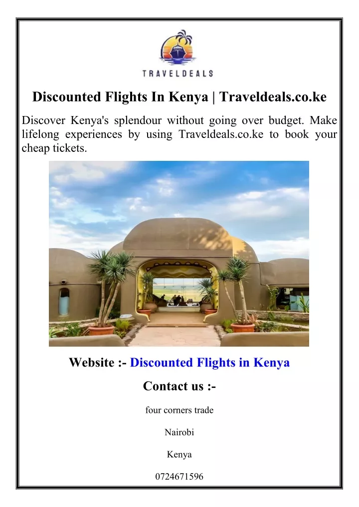 discounted flights in kenya traveldeals co ke