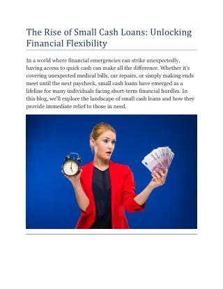The Rise of Small Cash Loans: Unlocking Financial Flexibility