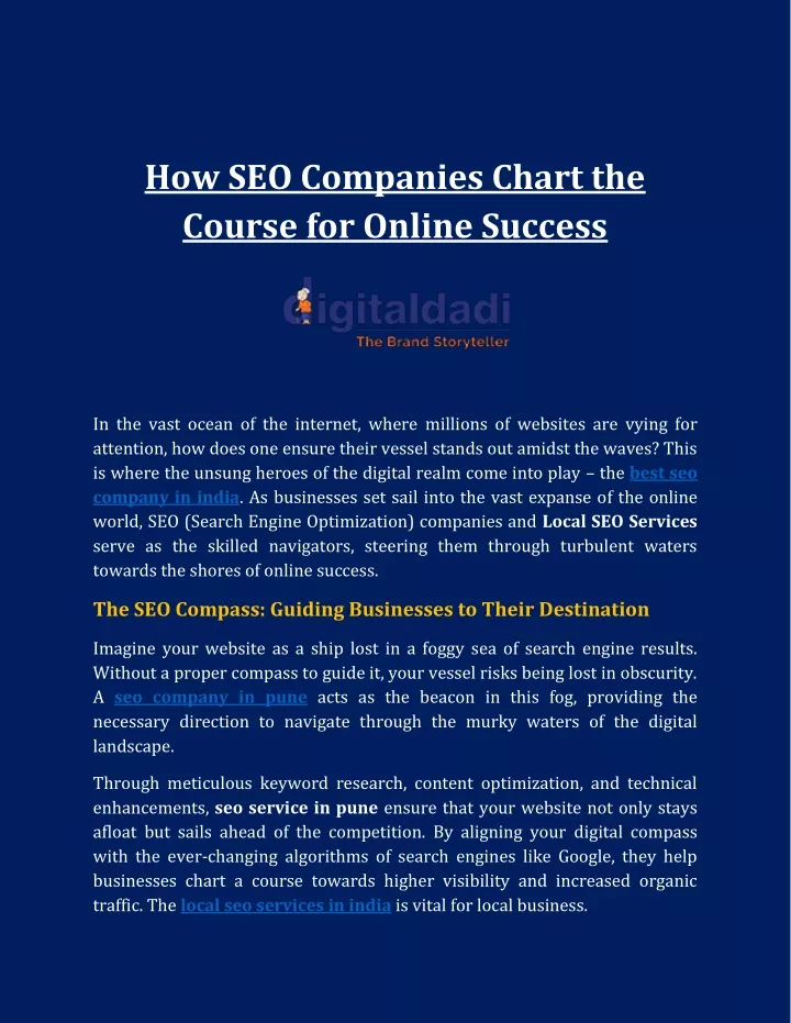 how seo companies chart the course for online