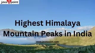 Highest Himalaya Mountain Peaks in India - Javatpoint