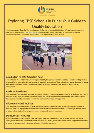 Exploring CBSE Schools in Pune