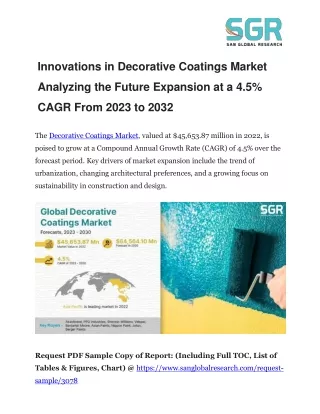 Innovations in Decorative Coatings Market Analyzing the Future Expansion at a 4.