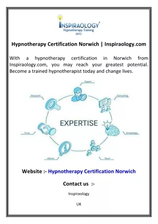 Hypnotherapy Certification Norwich   Inspiraology.com