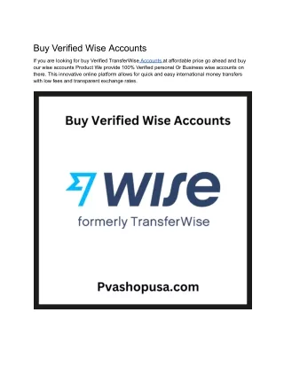 Buy Verified Wise Accounts