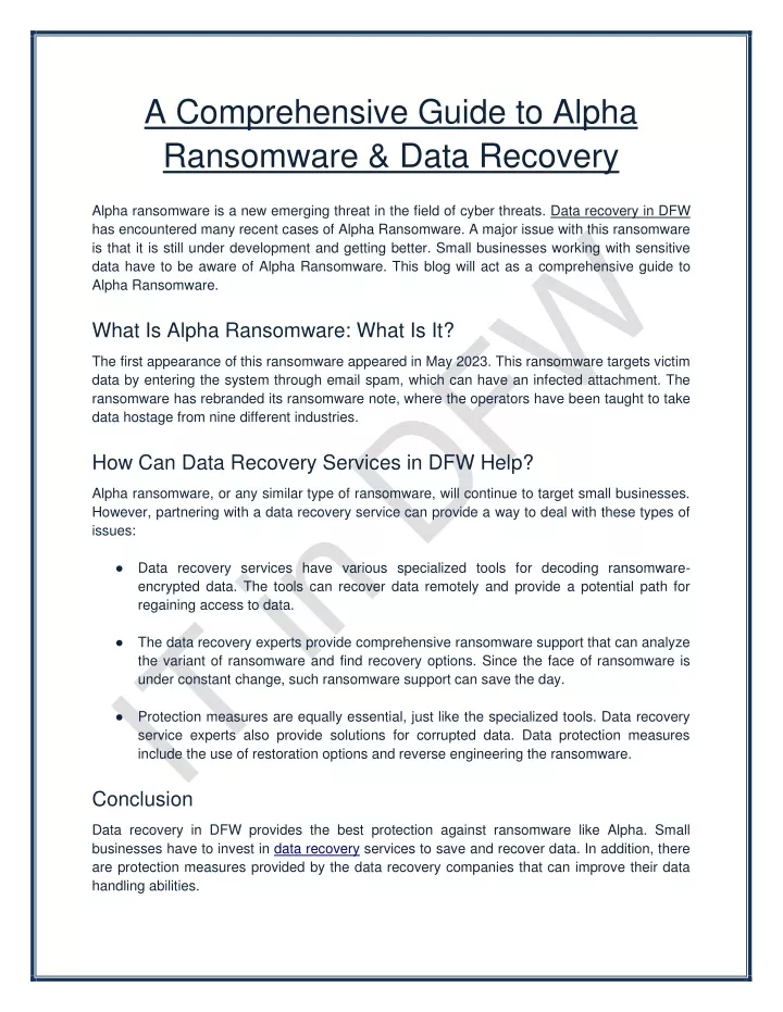 a comprehensive guide to alpha ransomware data