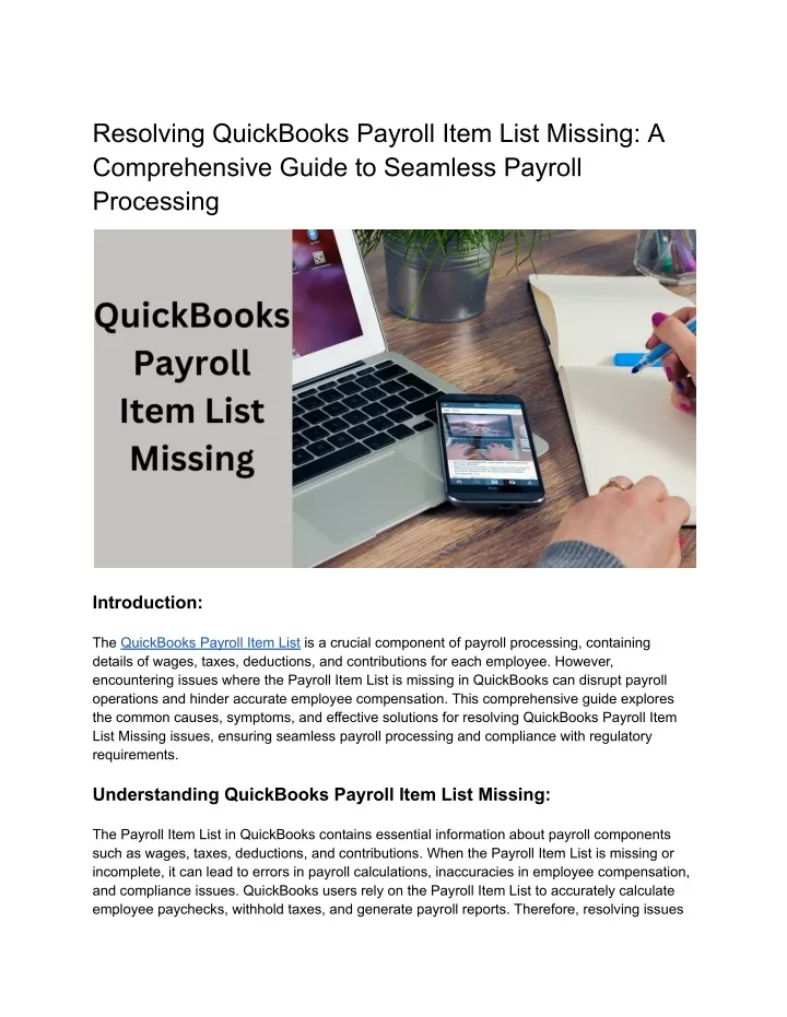 resolving quickbooks payroll item list missing