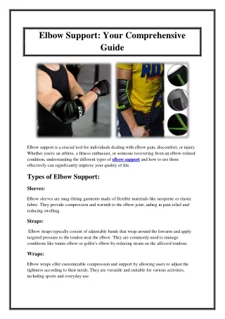 Elbow Support Your Comprehensive Guide