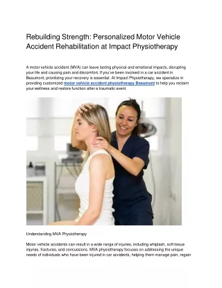 Rebuilding Strength_ Personalized Motor Vehicle Accident Rehabilitation at Impact Physiotherapy