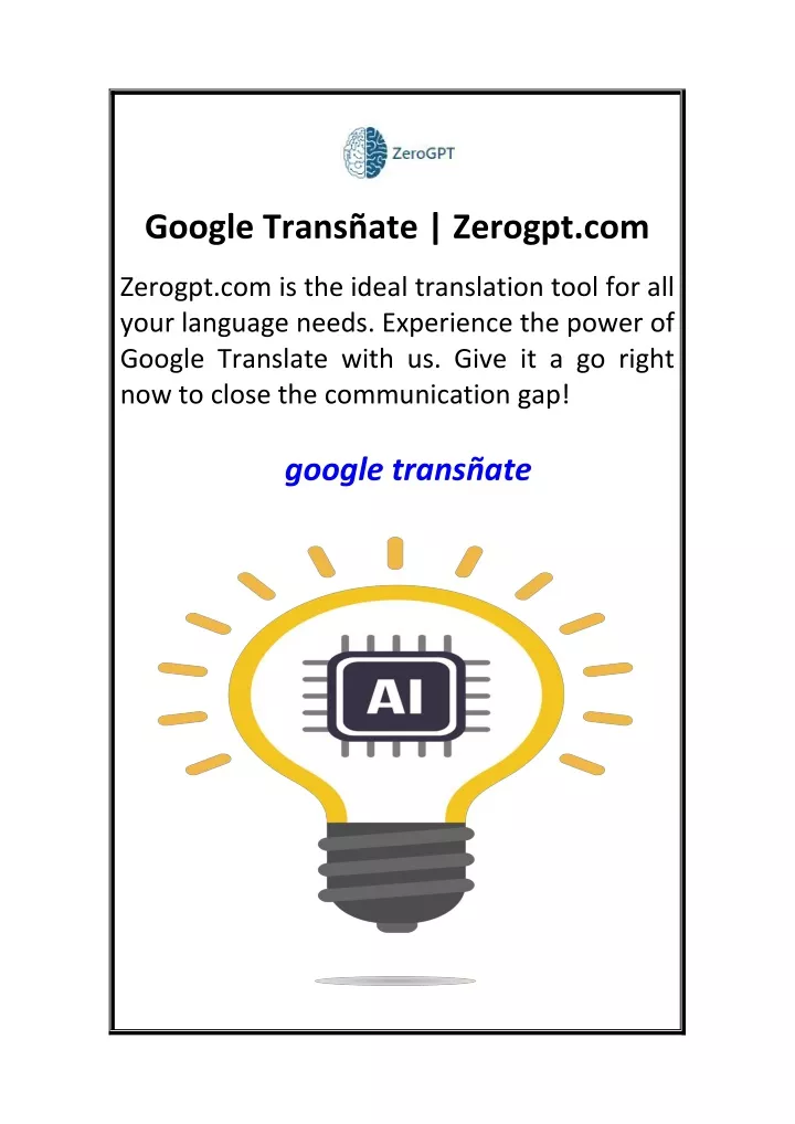 google trans ate zerogpt com