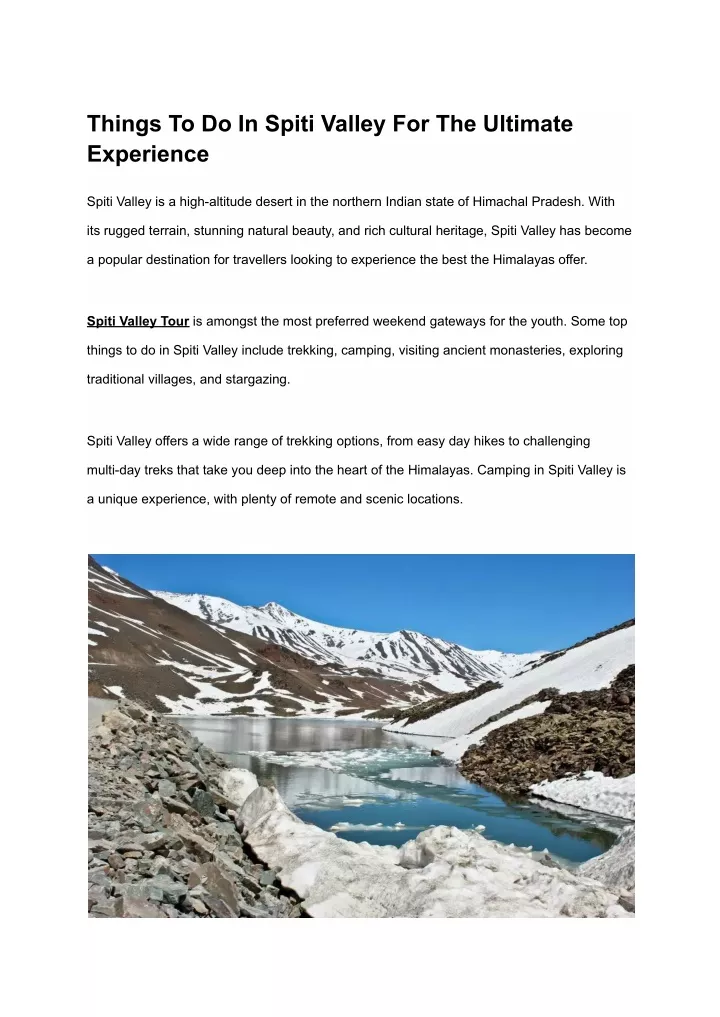 things to do in spiti valley for the ultimate