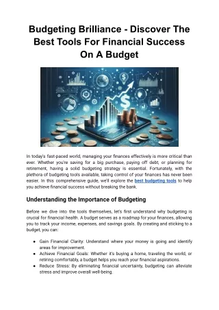 Budgeting Brilliance - Discover The Best Tools For Financial Success On A Budget