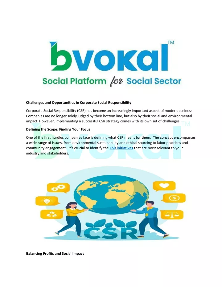 challenges and opportunities in corporate social