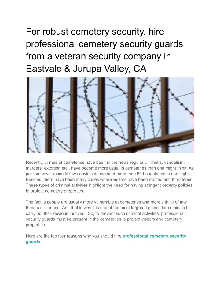 for robust cemetery security hire professional