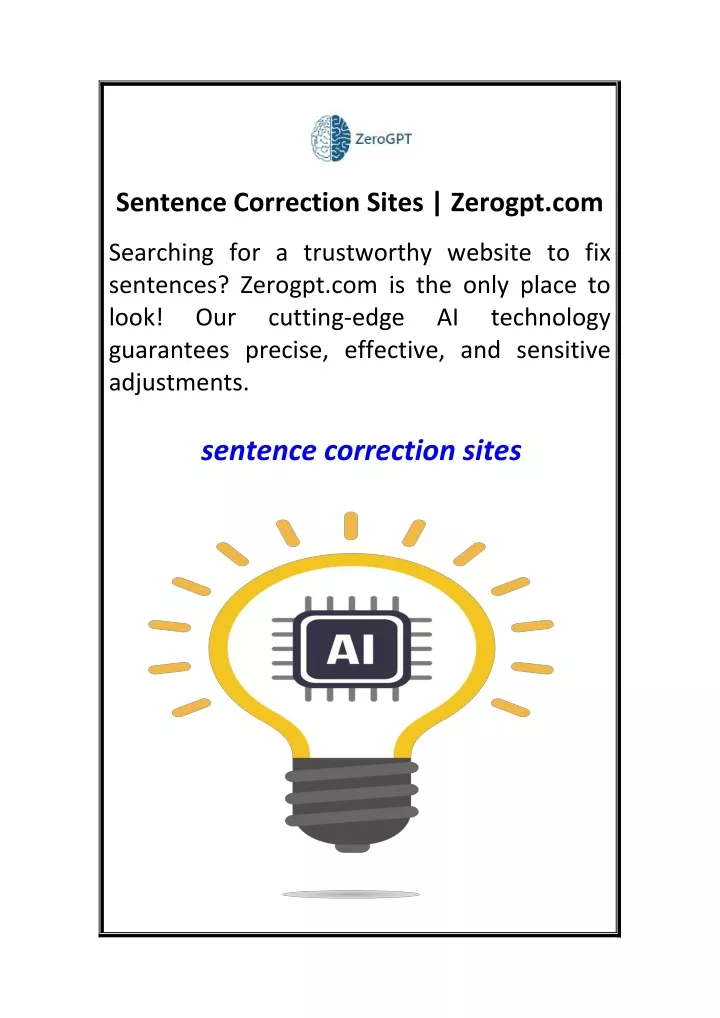sentence correction sites zerogpt com