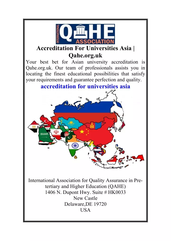 accreditation for universities asia qahe