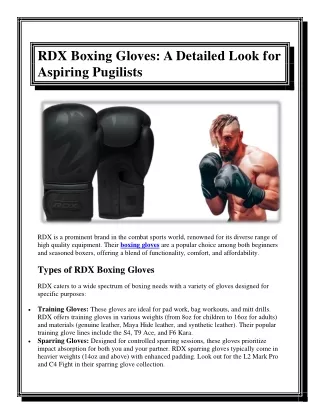 RDX Boxing Gloves A Detailed Look for Aspiring Pugilists