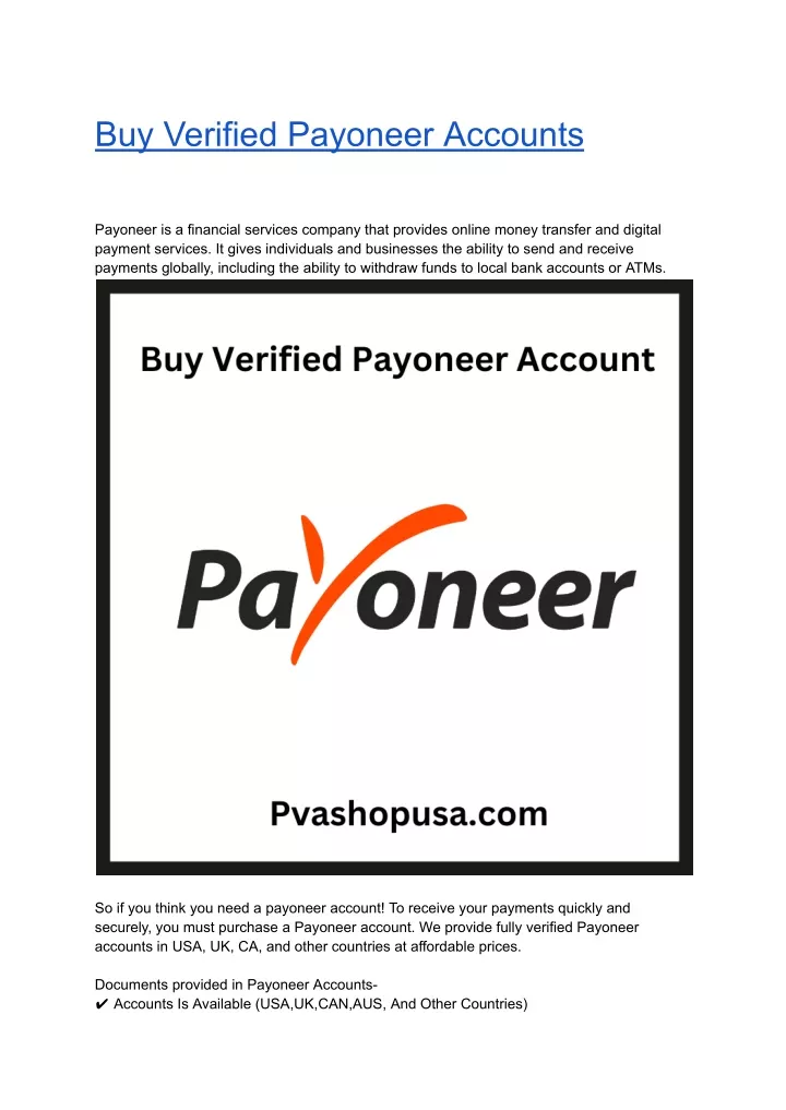 buy verified payoneer accounts