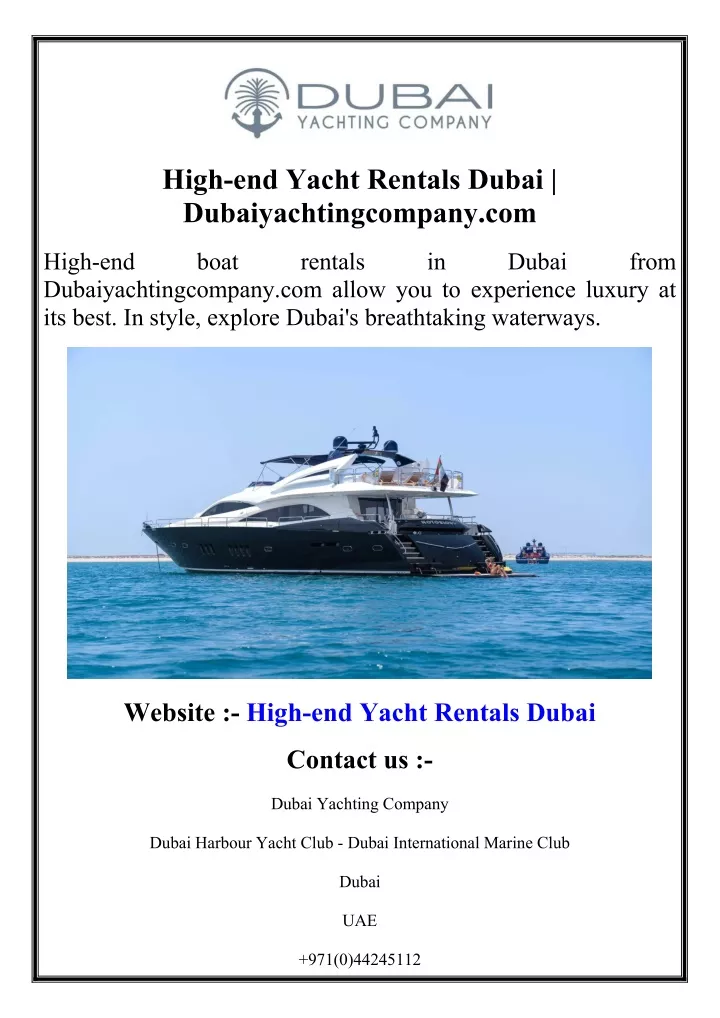 high end yacht rentals dubai dubaiyachtingcompany