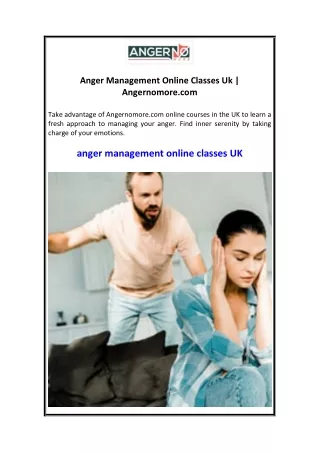 Anger Management Online Classes Uk  Angernomore.com