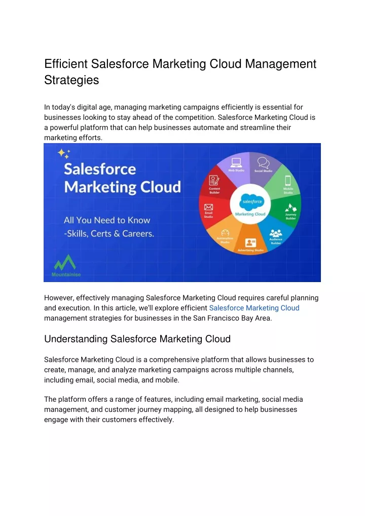 efficient salesforce marketing cloud management