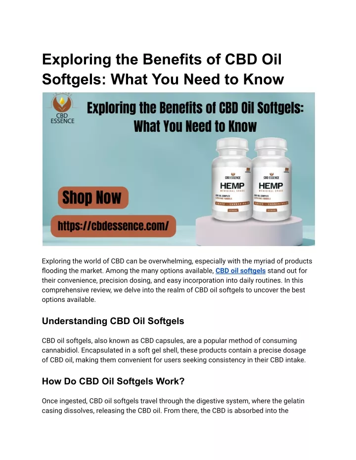 exploring the benefits of cbd oil softgels what