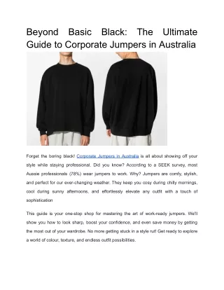 Beyond Basic Black: The Ultimate Guide to Corporate Jumpers in Australia
