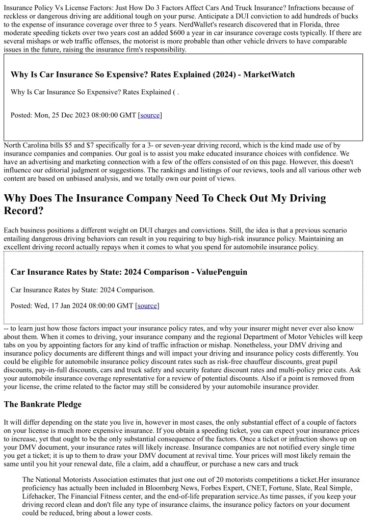 insurance policy vs license factors just