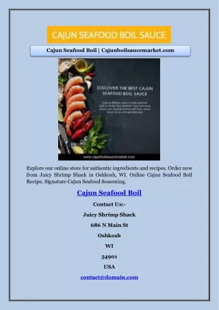 Cajun Seafood Boil | Cajunboilsaucemarket.com