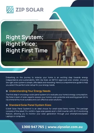 Right System; Right Price; Right First Time