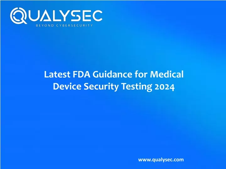 latest fda guidance for medical device security