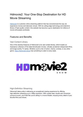 Hdmovie2 Your One-Stop Destination for HD Movie Streaming