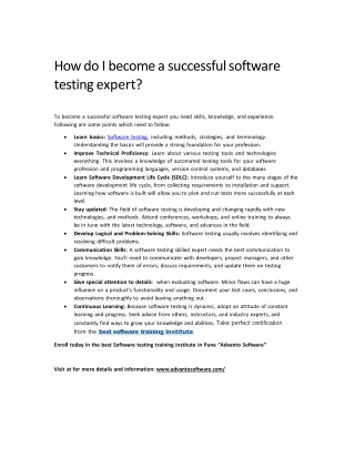 How do I become a successful software testing expert?
