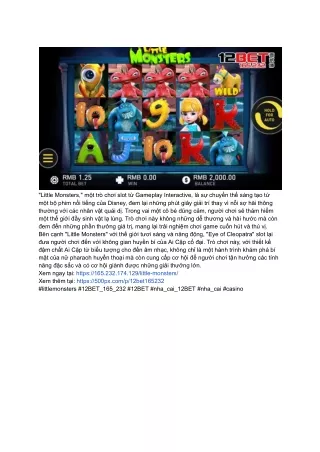 Đại Chiến Little Monsters Tại 12Bet 165 232: Làm Chủ Cuộc Chơi, Làm Chủ Ván Bài
