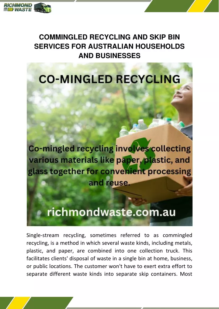 commingled recycling and skip bin services