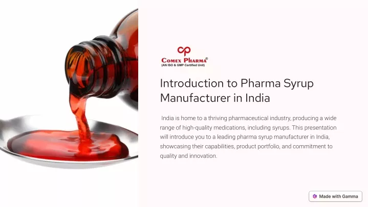 introduction to pharma syrup manufacturer in india