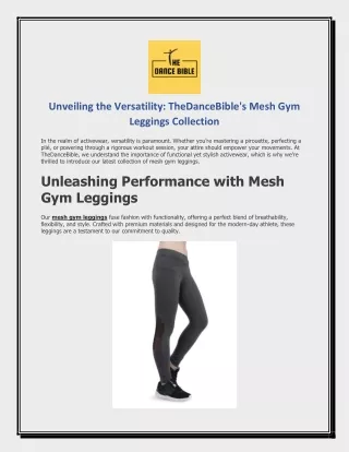 Unveiling the Versatility TheDanceBible's Mesh Gym Leggings Collection