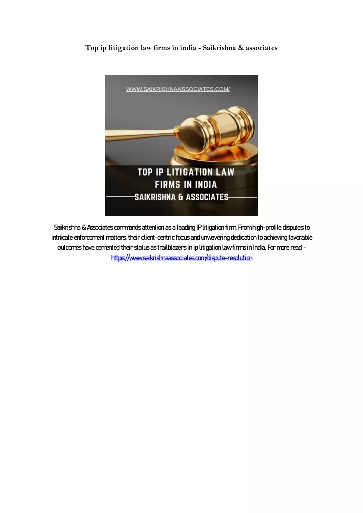 top ip litigation law firms in india saikrishna