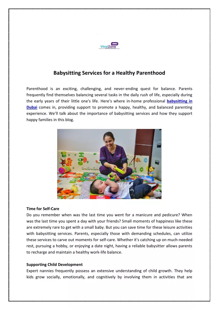 babysitting services for a healthy parenthood