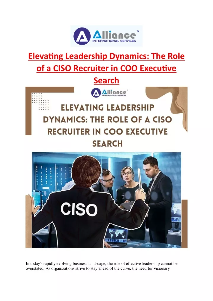 elevating leadership dynamics the role of a ciso